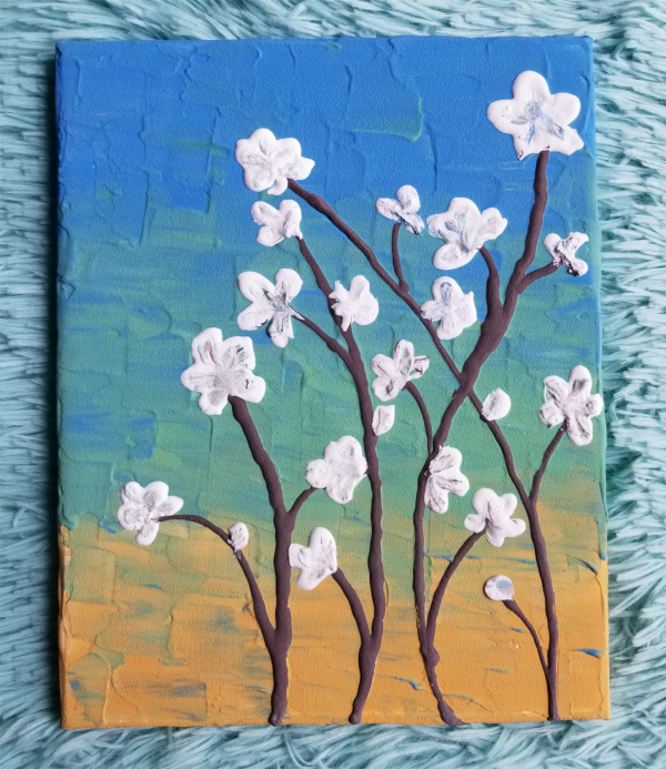 White flowers texture painting